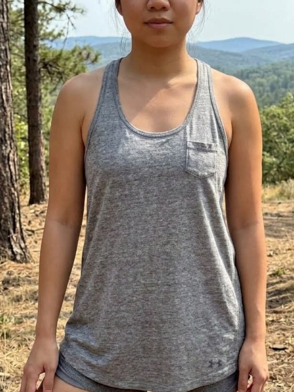 Under Armour HeatGear Charged Gray Cotton Athletic Workout Racerback Tank Size M